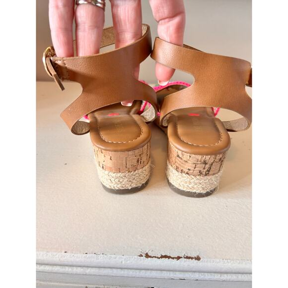 Steve Madden Girls Karlee Knit Front Slingback Wedge Sandals Colorful Pink SZ 13 - Picture 6 of 9